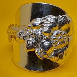 Sterling Silver Teaspoon Ring with Flower Motif Handle