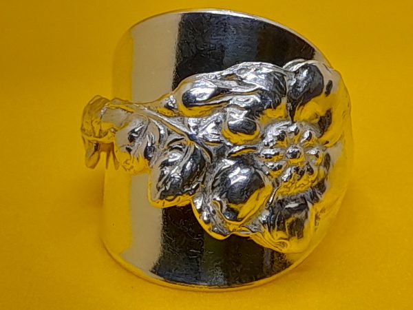 Sterling Silver Teaspoon Ring with Flower Motif Handle