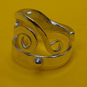 Solid Silver Cake Fork Ring with Silver Ball