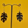 Small Monstera Silver Earrings - Image 2