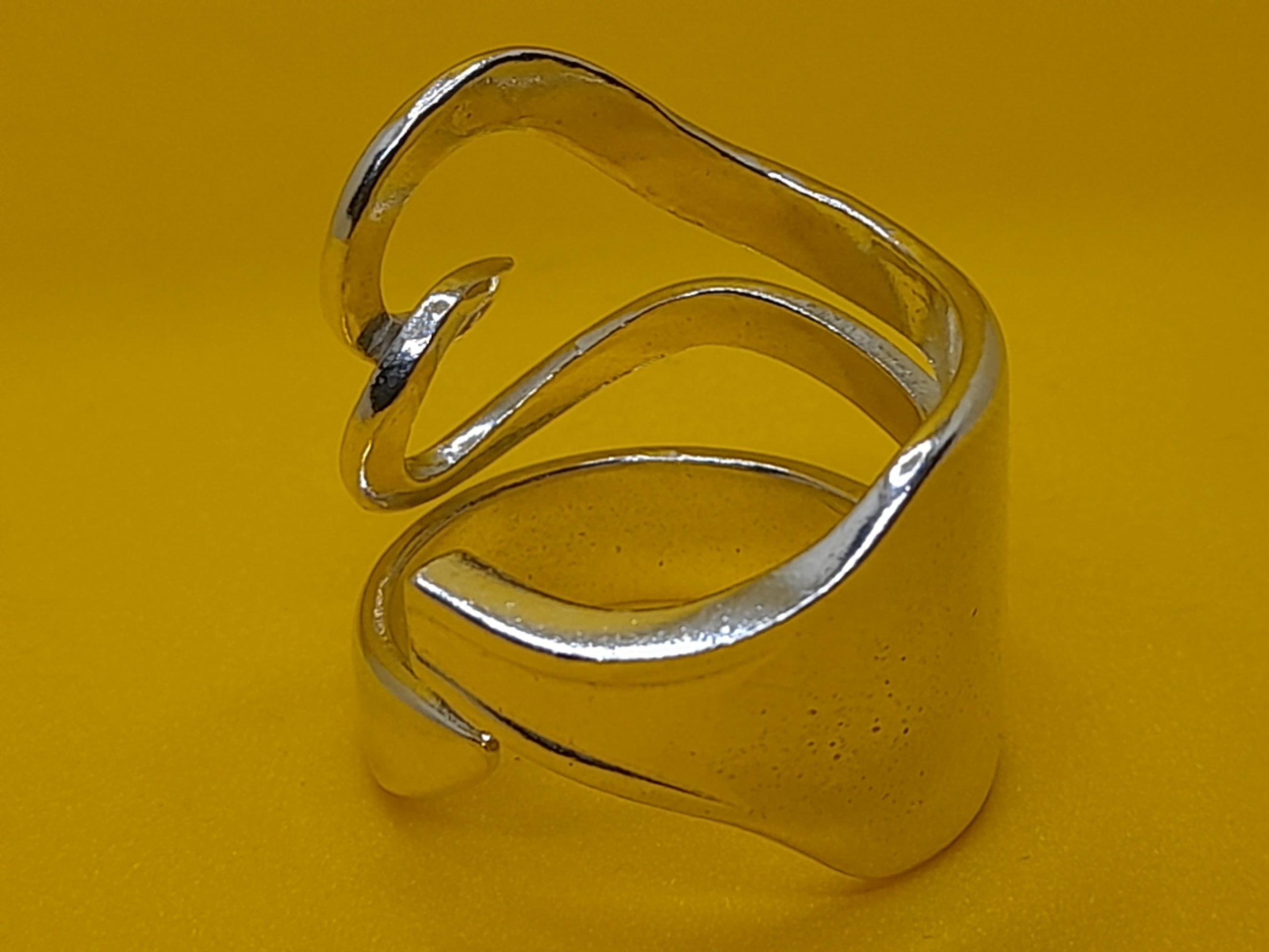 Heart-Themed Solid Silver Fork Ring - Image 3