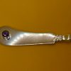 Sterling Silver Butter Knife Pendant with Purple Zirconia Gemstone - Image 2
