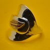 Sterling silver salt spoon ring with a brass leaf on the handle - Image 2