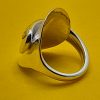 Sterling silver salt spoon ring with a brass leaf on the handle - Image 3