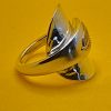 Sterling silver salt spoon ring with a brass leaf on the handle - Image 4