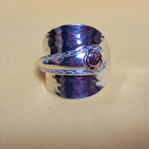 Spoon Handle Ring with Copper Rose