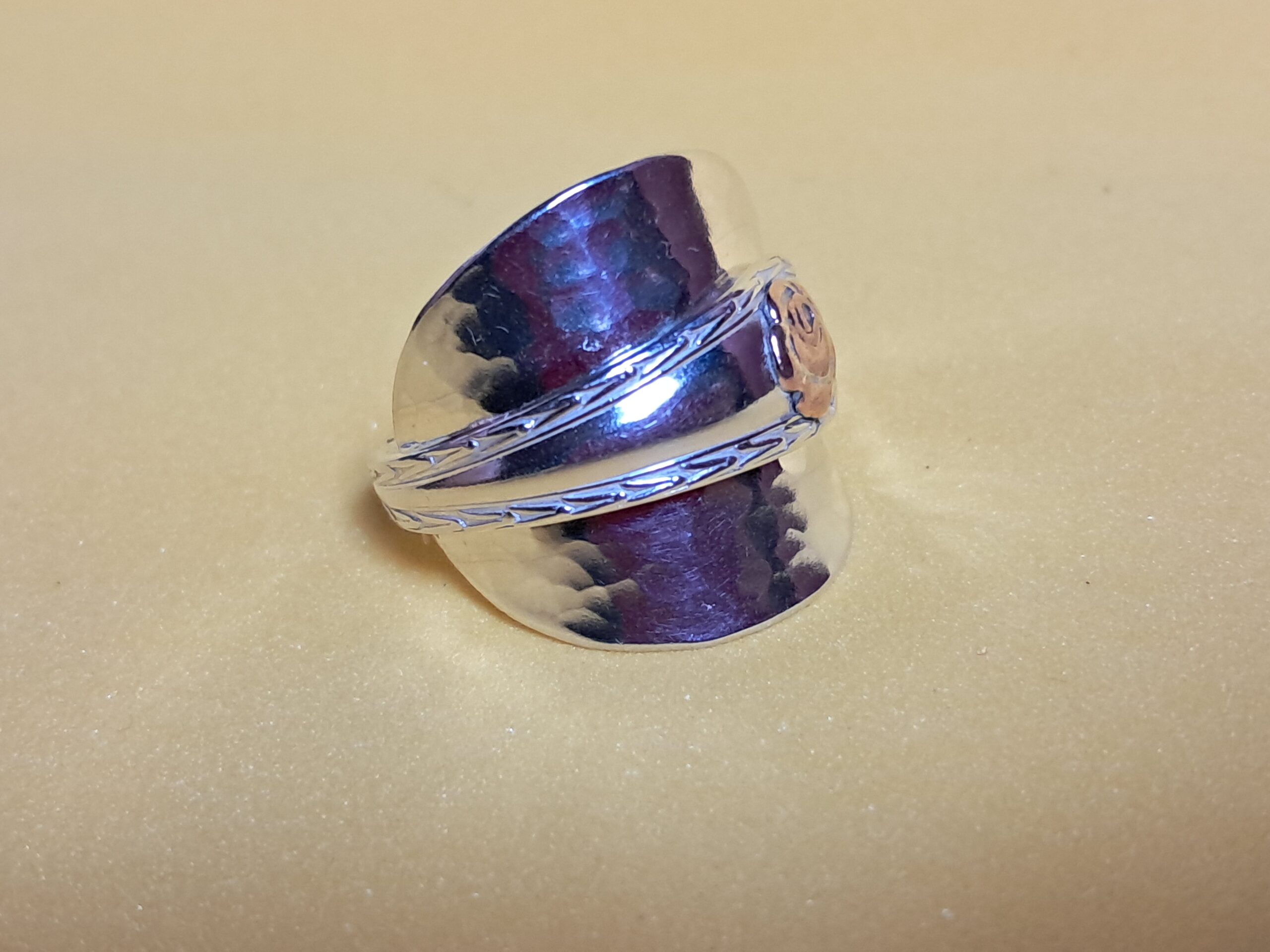 Spoon Handle Ring with Copper Rose - Image 2