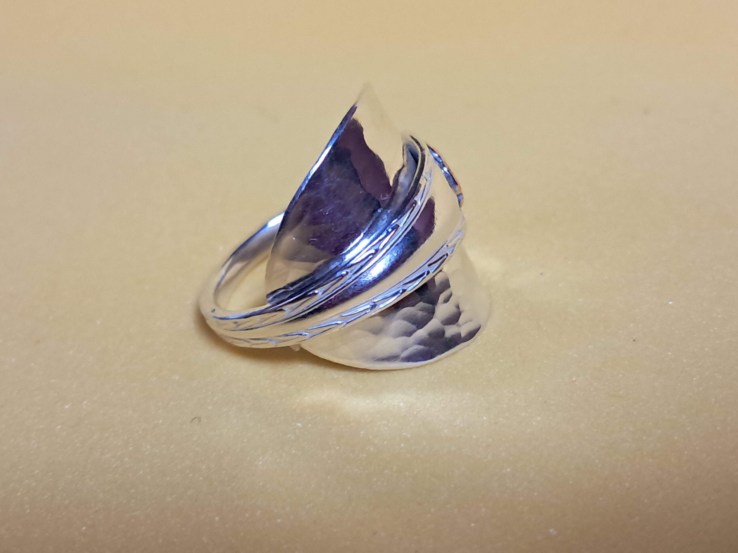 Spoon Handle Ring with Copper Rose - Image 3