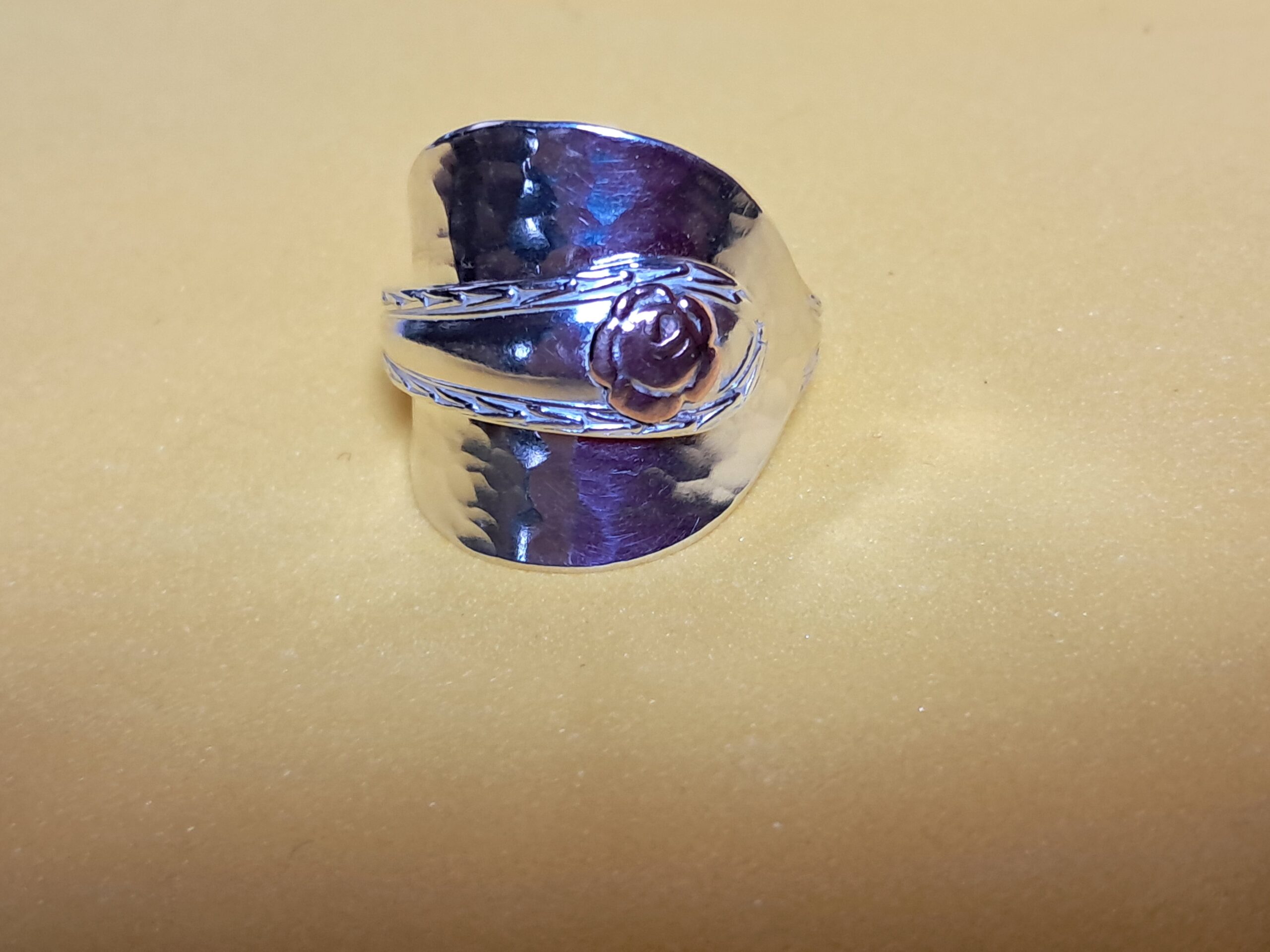 Spoon Handle Ring with Copper Rose - Image 6