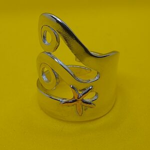 Solid Silver Cake Fork Ring with Copper Star Fish