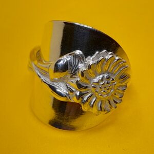 Sunflower Tea spoon Ring, from a Reed & Barton spoon