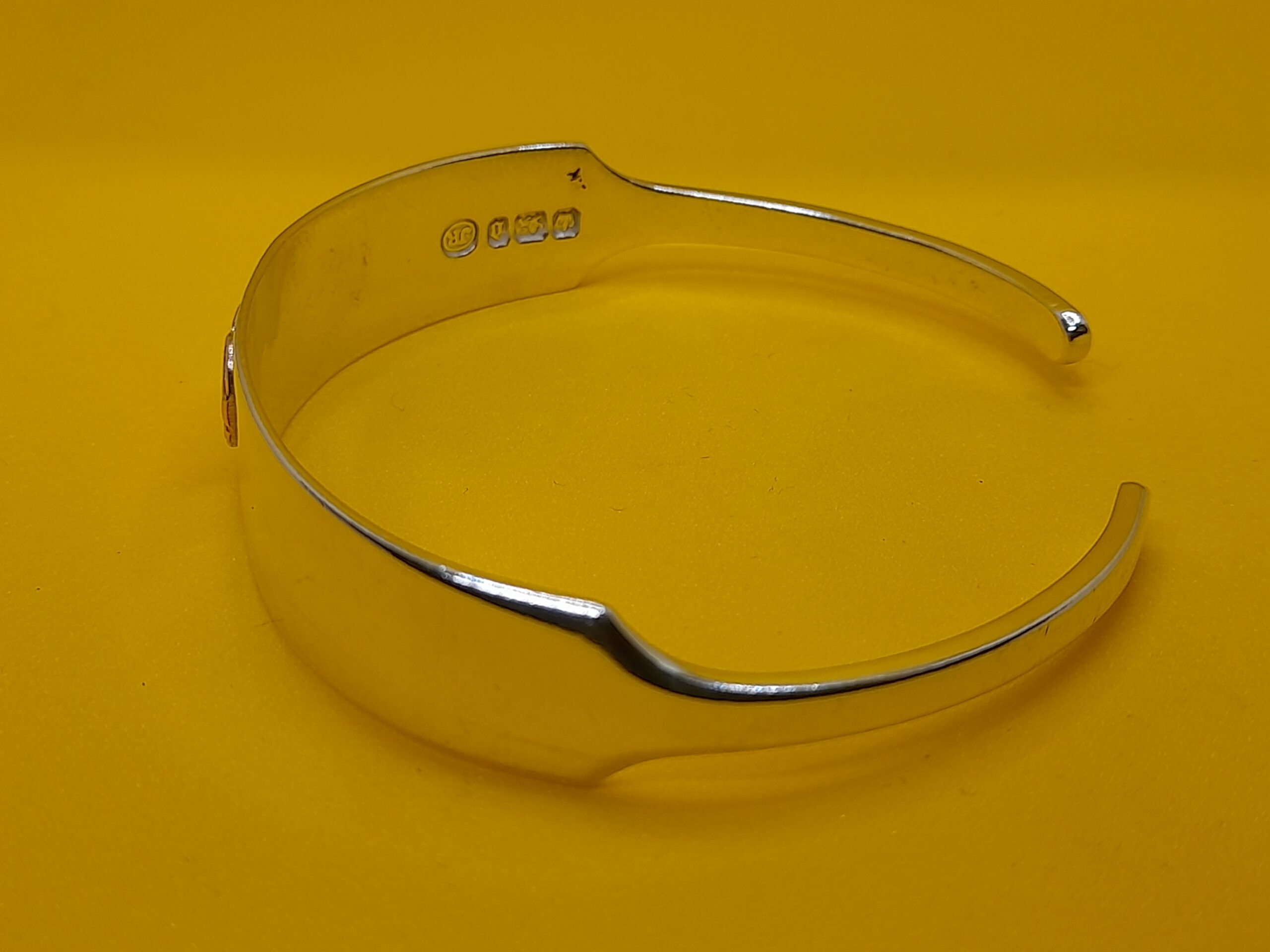 Silver Sugartong Bangle with Patterned Copper Heart - Image 3