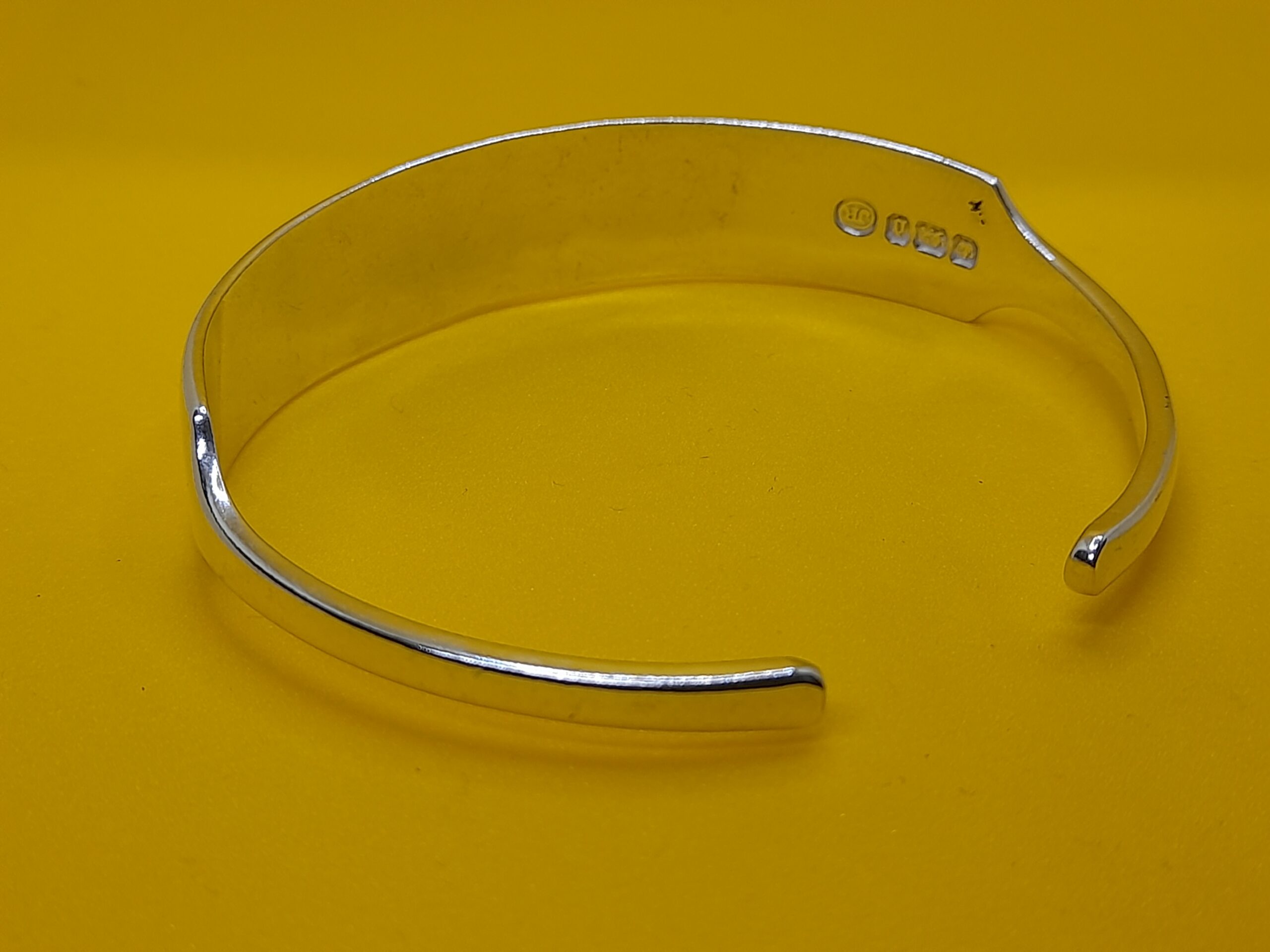 Silver Sugartong Bangle with Patterned Copper Heart - Image 4