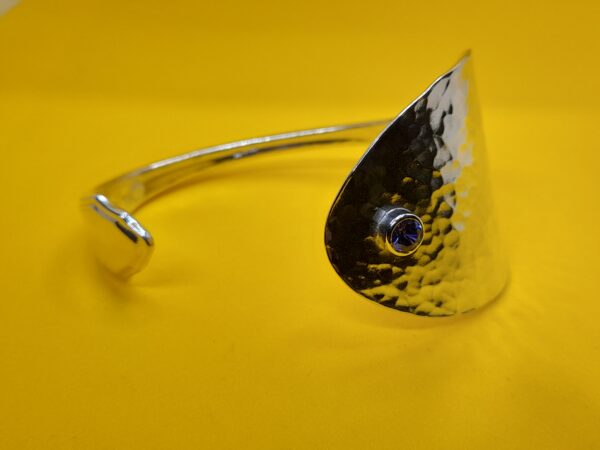 Christening Spoon Bangle with Purple Zirconium Gemstone