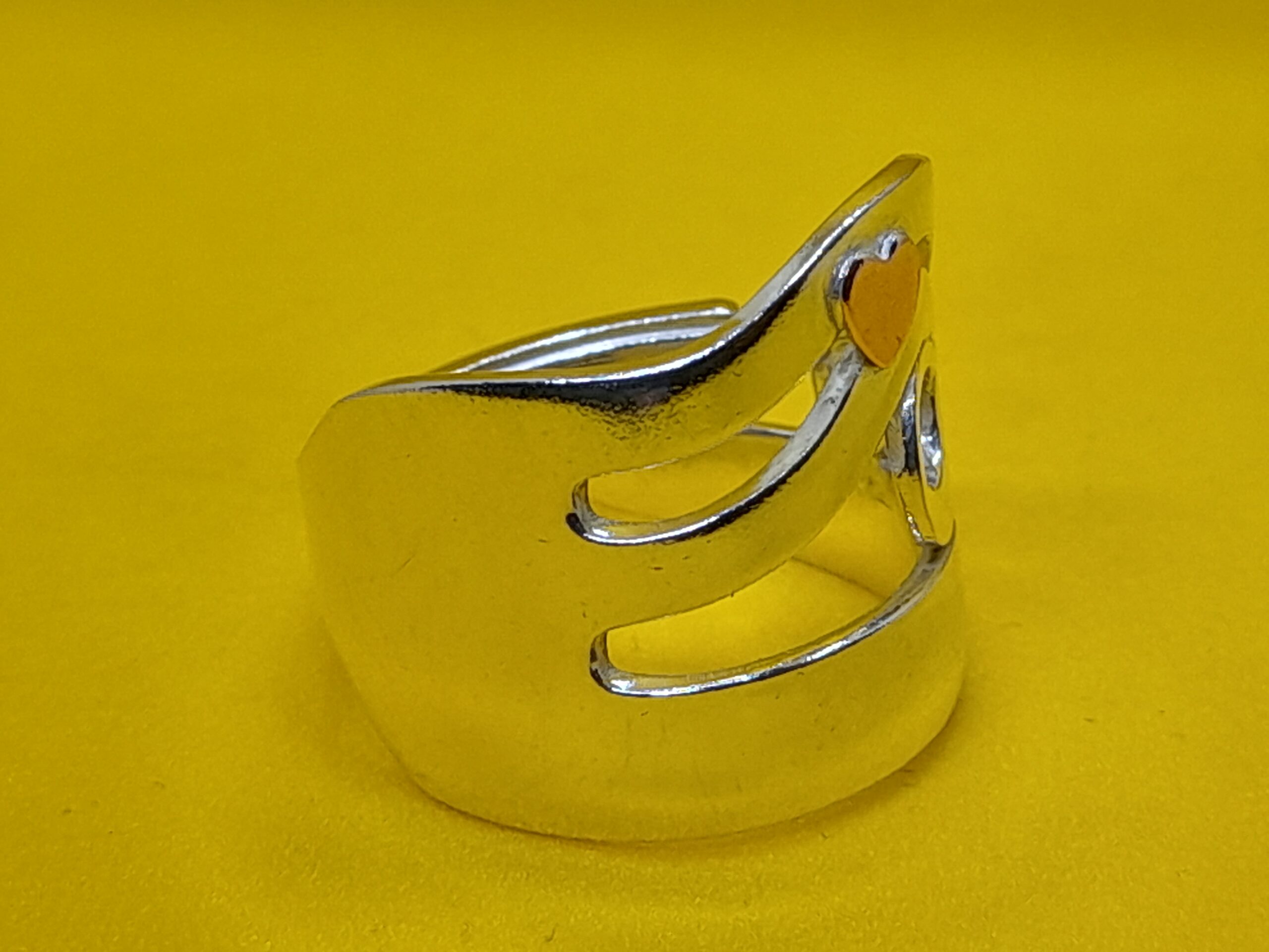 Silver Cake Fork Ring with Wave Design - Image 6