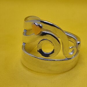 Silver Cake Fork Ring with Copper Heart