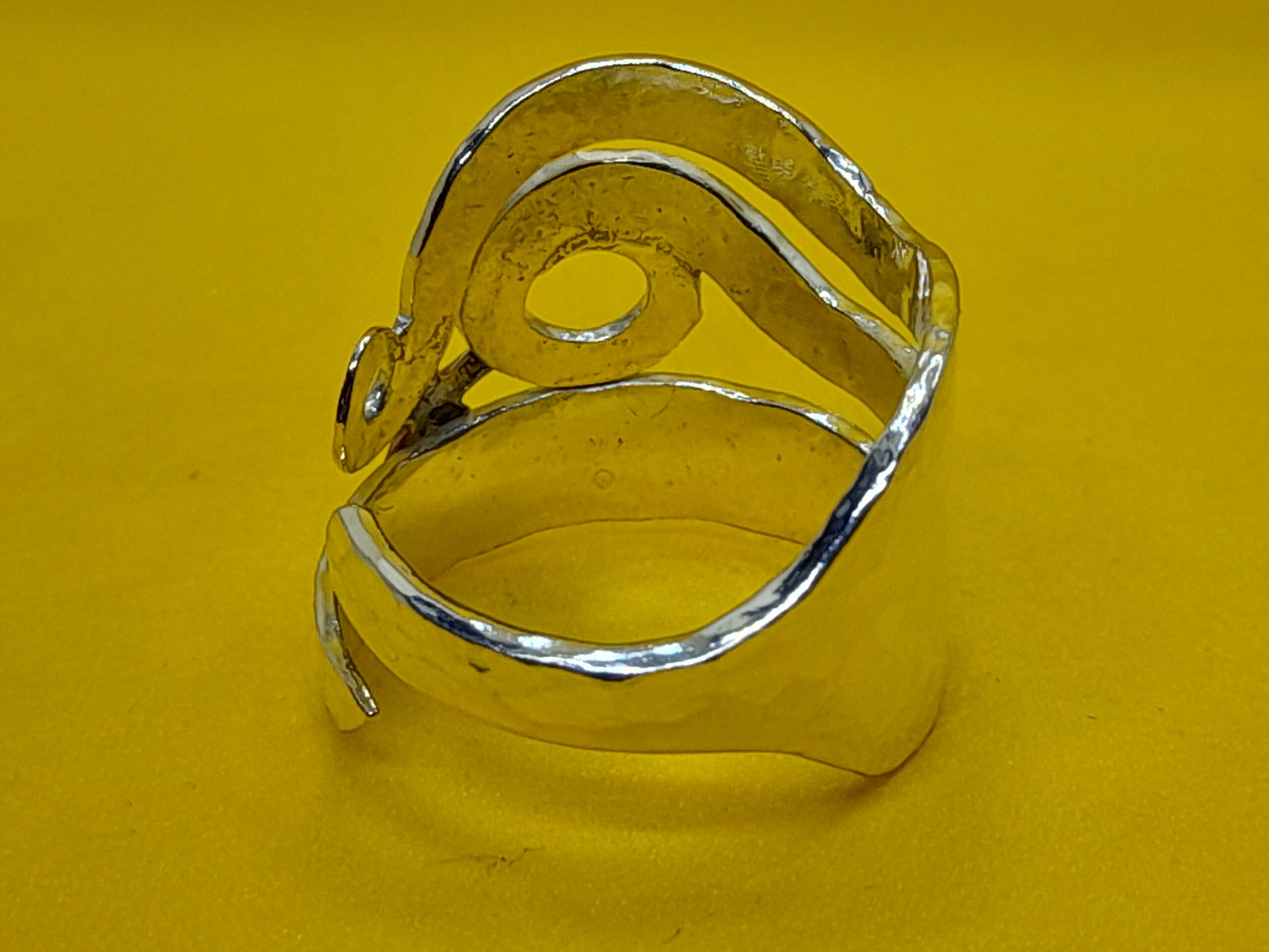 Solid Silver Cake Fork Ring with Hammered effect & Copper Star Fish - Image 4