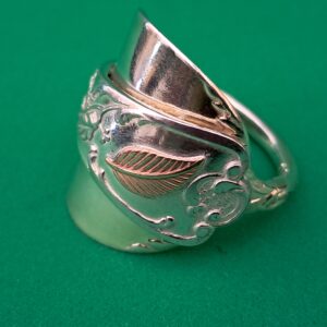 French Silver Gilt Spoon Ring with Copper Leaf