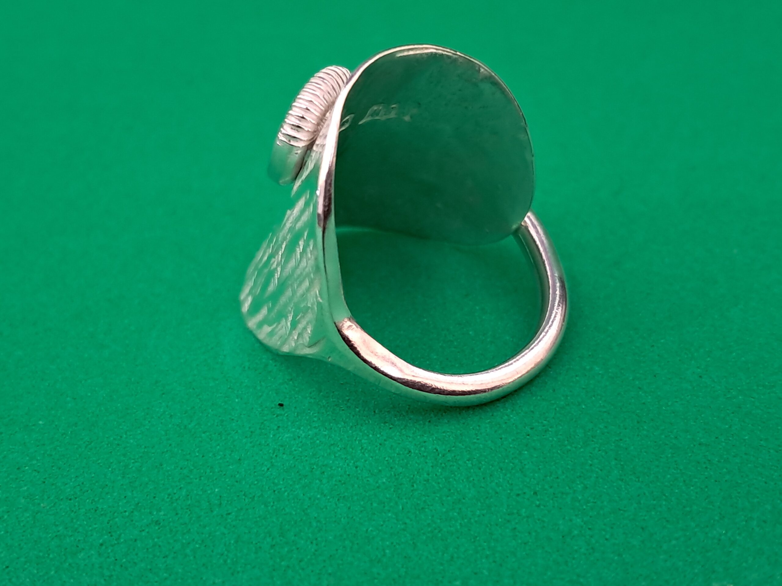 Coffee Spoon Ring with Curled Handle and Textured Bowl - Image 5