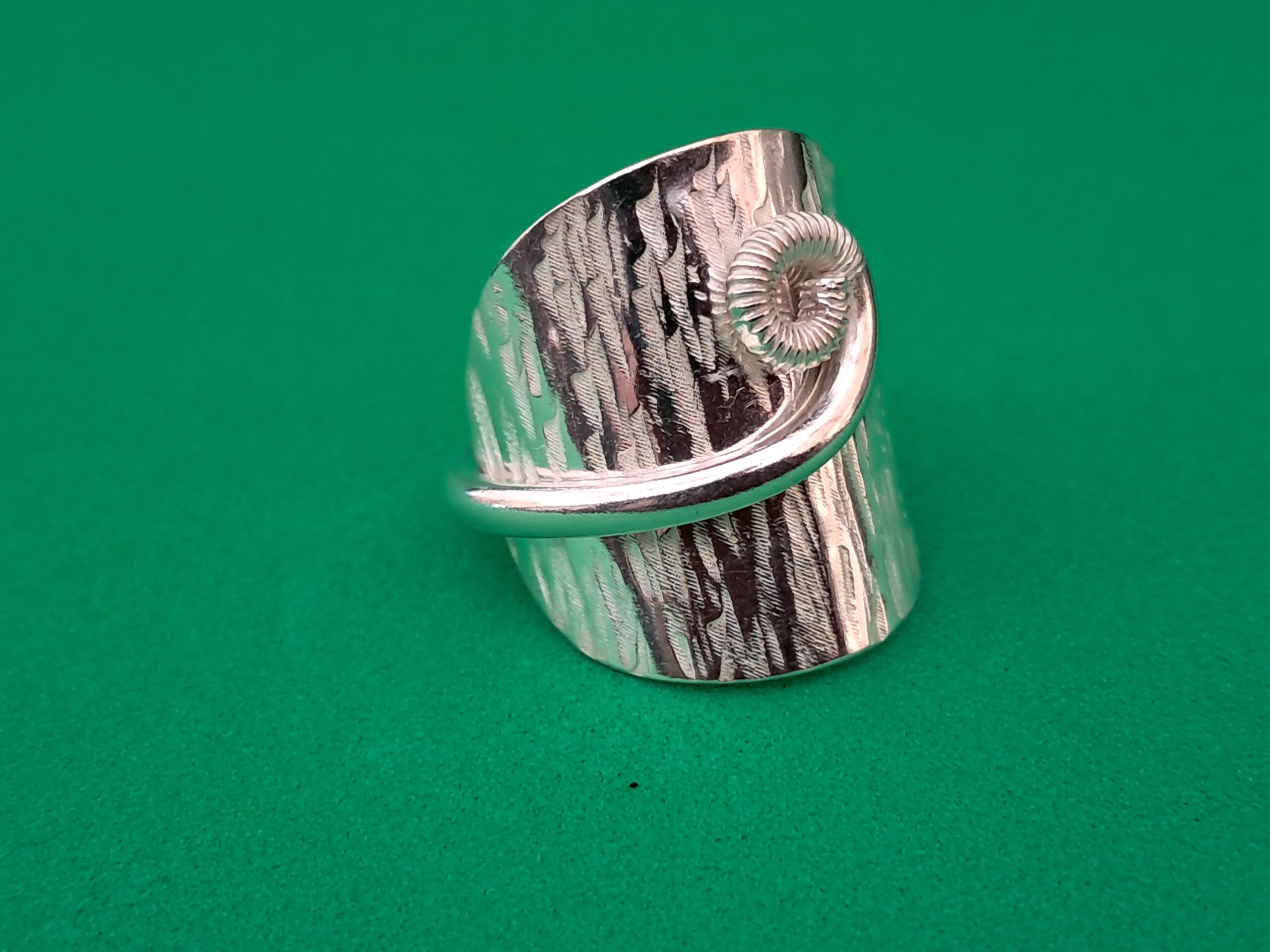 Coffee Spoon Ring with Curled Handle and Textured Bowl - Image 3