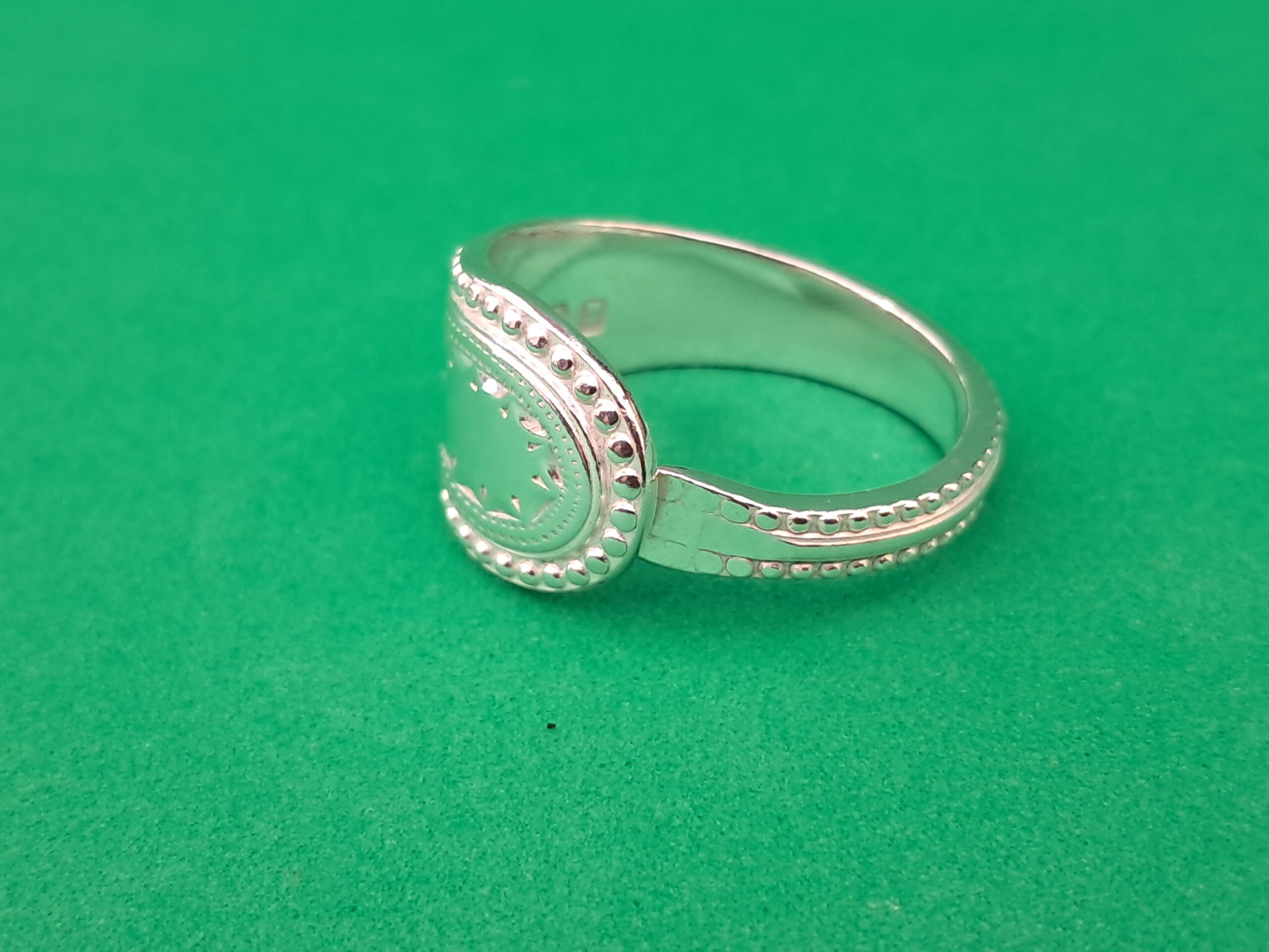 Spoon Handle Ring with Beaded Edge - Image 2