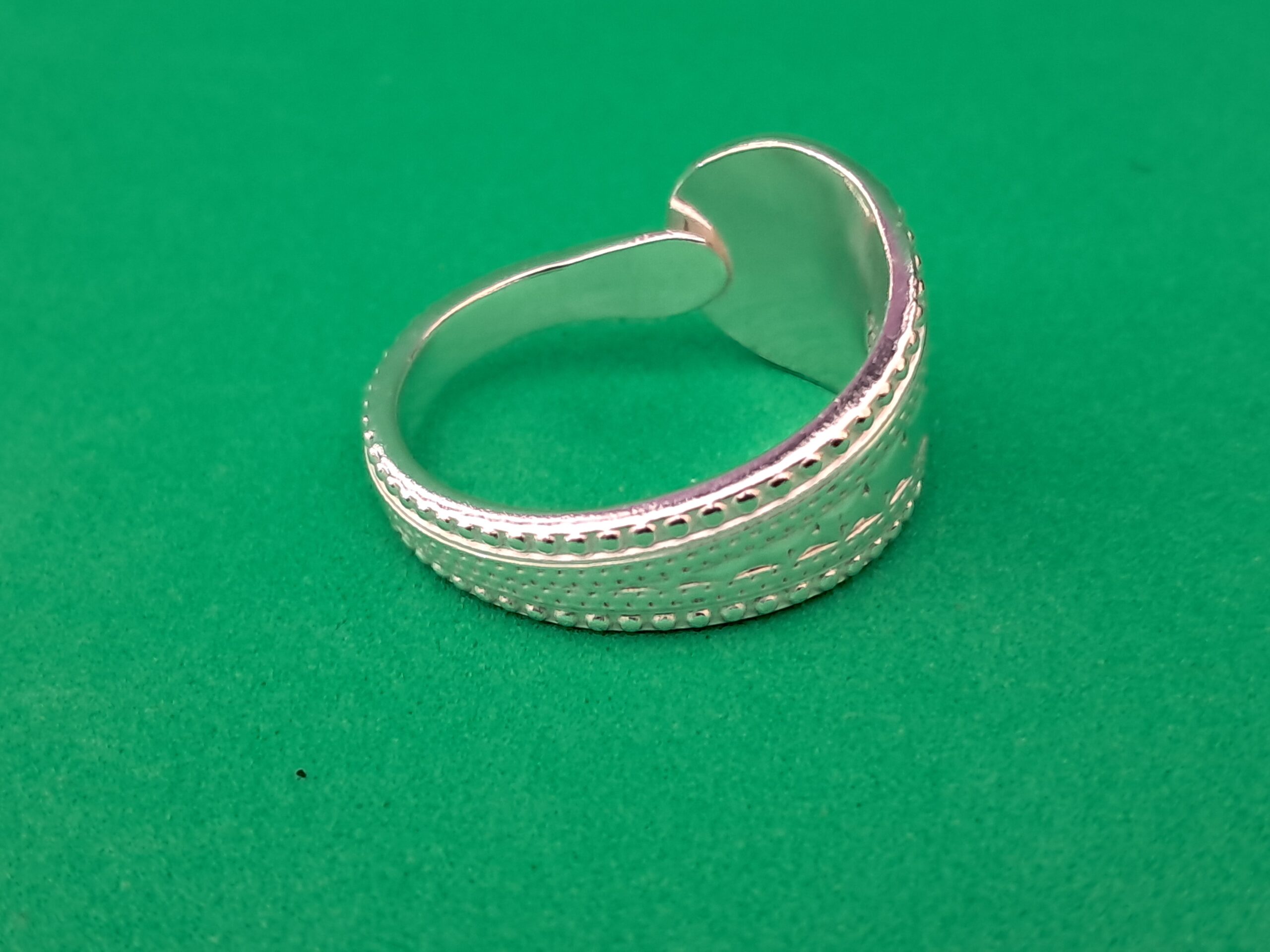 Spoon Handle Ring with Beaded Edge - Image 4
