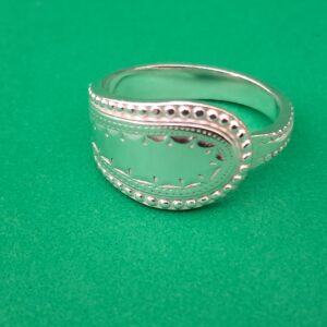 Spoon Handle Ring with Beaded Edge