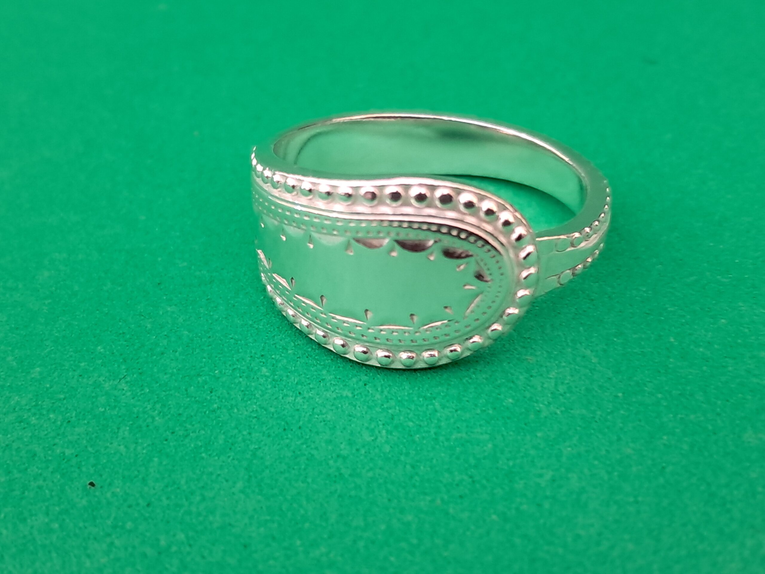Spoon Handle Ring with Beaded Edge