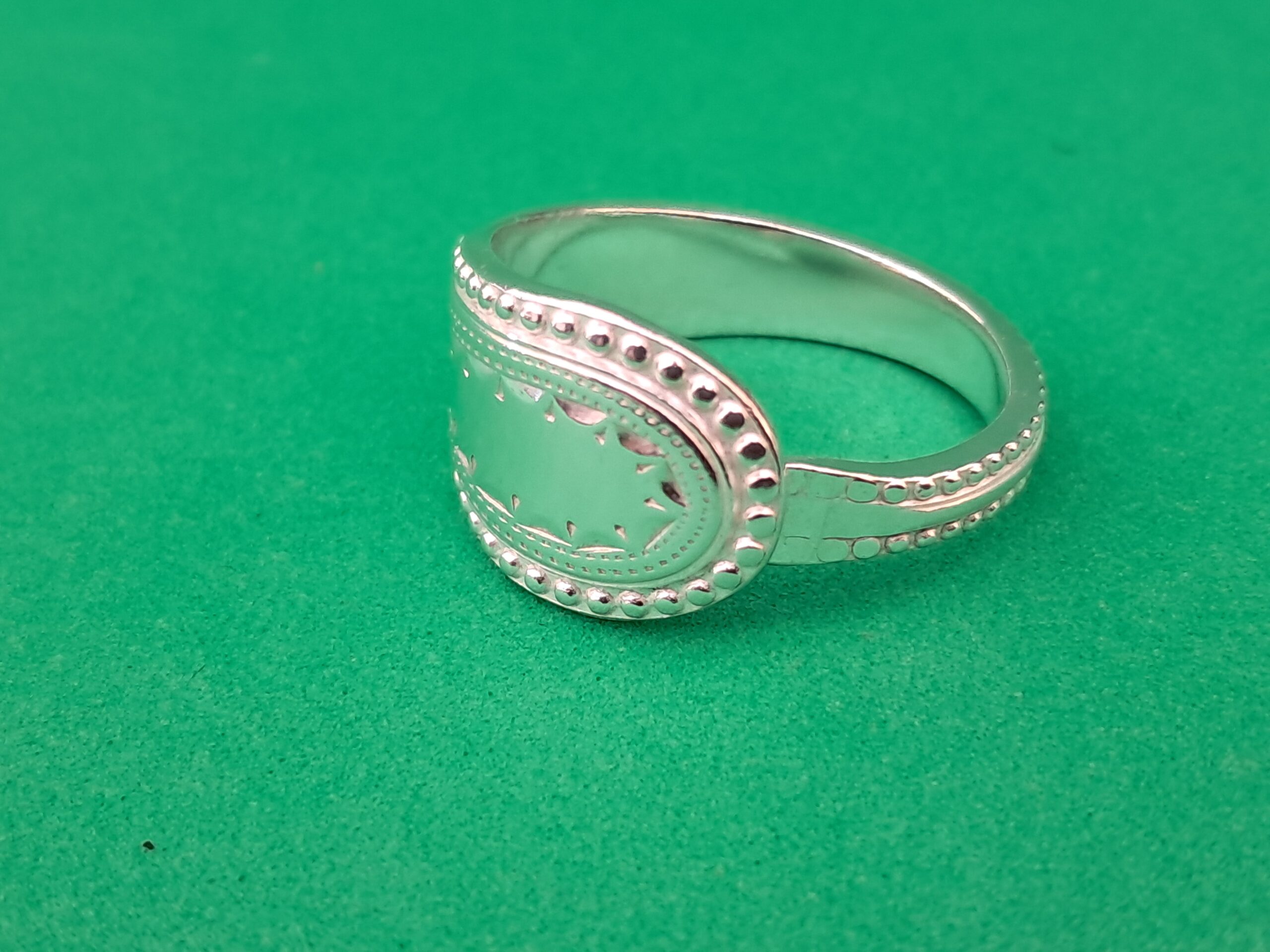 Spoon Handle Ring with Beaded Edge - Image 6
