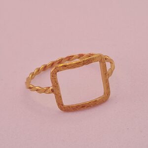 Open Square Ring, Gold on Silver