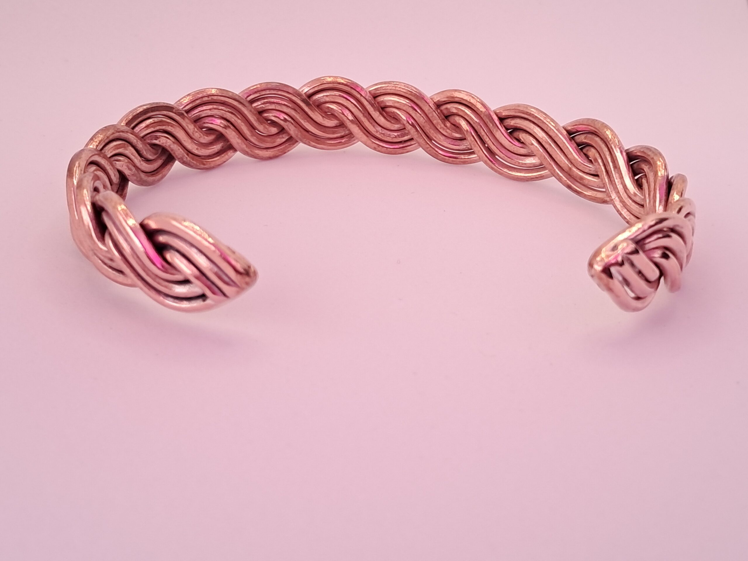 Triple Wave Pattern Woven Copper Bracelet - Larger wire 2mm - Image 4