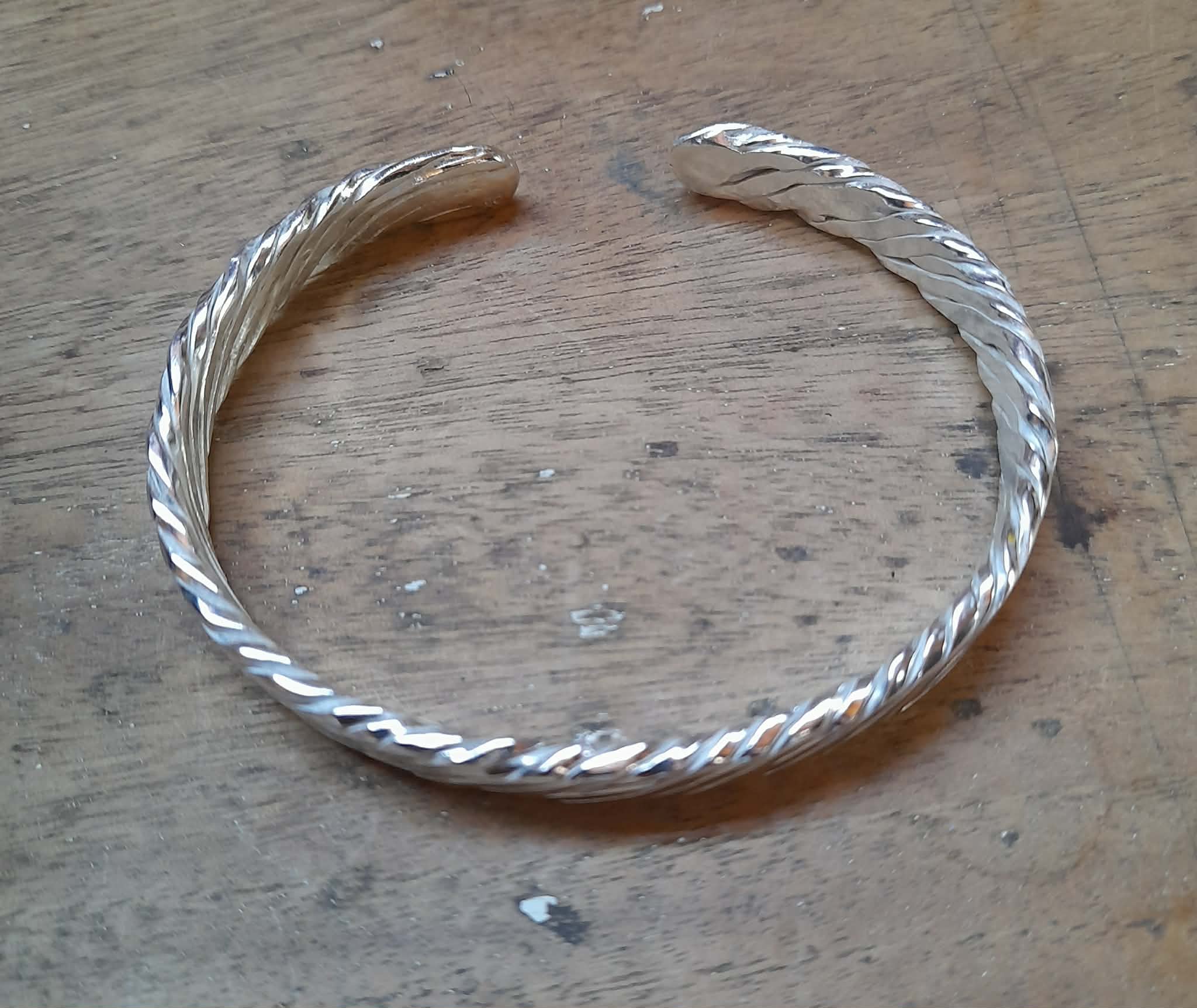 Substantial Flatten Twist Bracelet - Silver - Image 2