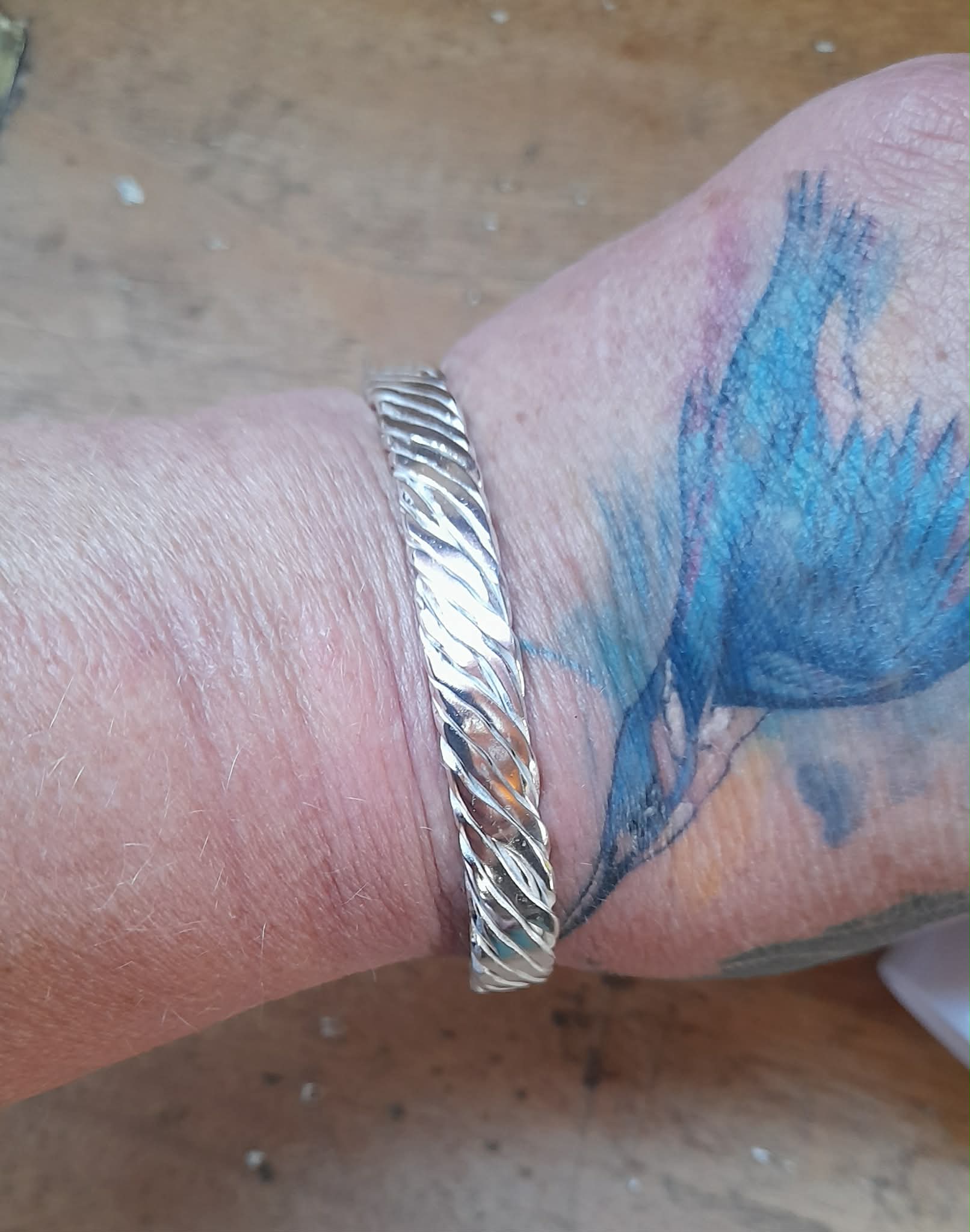Substantial Flatten Twist Bracelet - Silver - Image 4